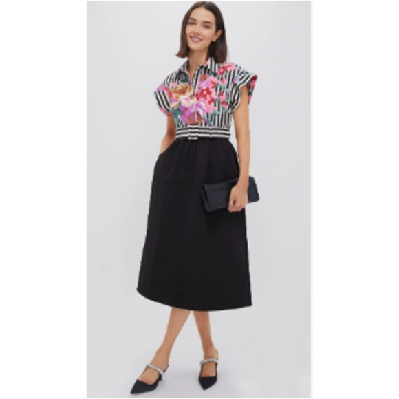 Tuckernuck Flowering Trellis Chloe Midi Dress Short Sleeve Floral size S No Belt - Picture 6 of 6